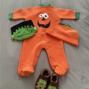 Gerber Orange and Green Monster One Piece Footie